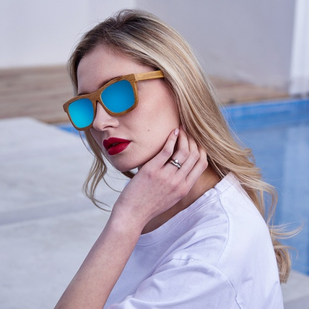 Ochelari din lemn ANGCEN polarizati albastru [1]