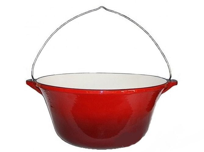Ceaun fonta emailata 22 litri rosu + capac inox [2]