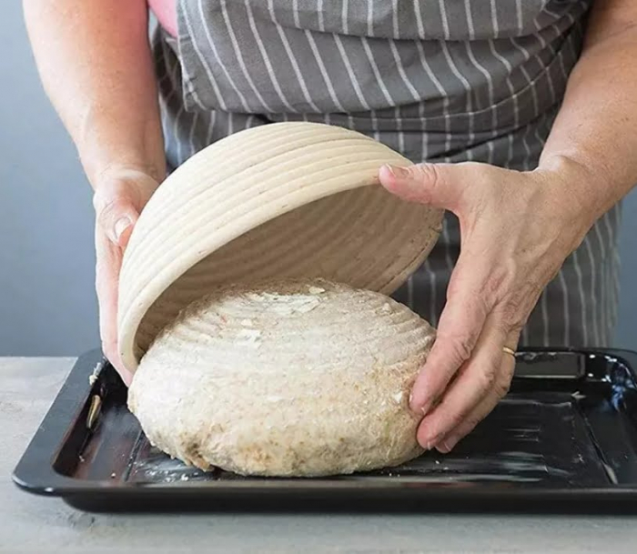 Coşuleţ din ratan  cu panza pentru prepararea pâinii rotund 25 cm [2]
