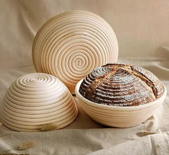 Coşuleţ din ratan  cu panza pentru prepararea pâinii rotund 25 cm [3]