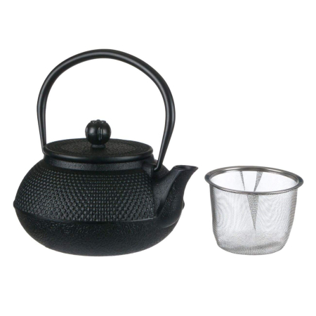 Home & Deco - Ceainic din fonta cu infuzor si capac 600 ml negru