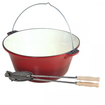 Ceaune fonta emailata - Ceaun de fonta emailat 22 l + picurator slanina