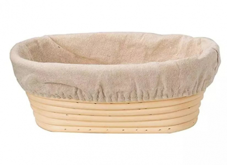 Home &amp; deco - Coşuleţ din ratan  cu panza pentru prepararea pâinii ovale mare