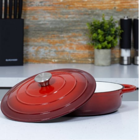 Oale de fonta natur - Cratita fonta emailata 22 cm rosie