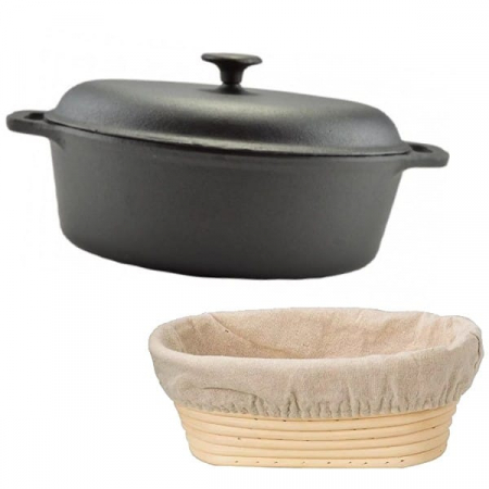 Oala pt rata din fonta de 8.5 litri + cos de ratan [0]