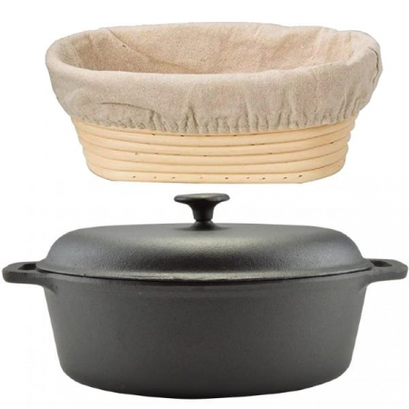 Oala pt rata din fonta de 8.5 litri + cos de ratan [1]