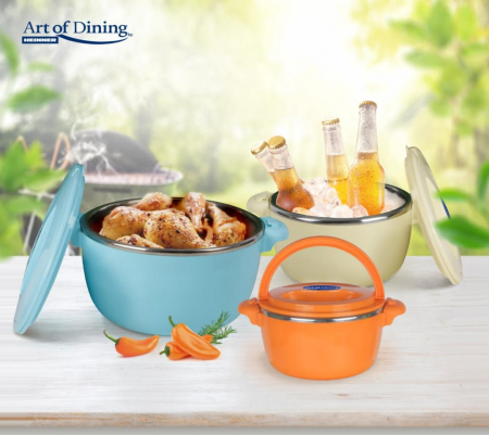 SET 3 CASEROLE TERMICE 2+4+6L,BELLY BLUE, ART OF DINING BY HEINNER [4]