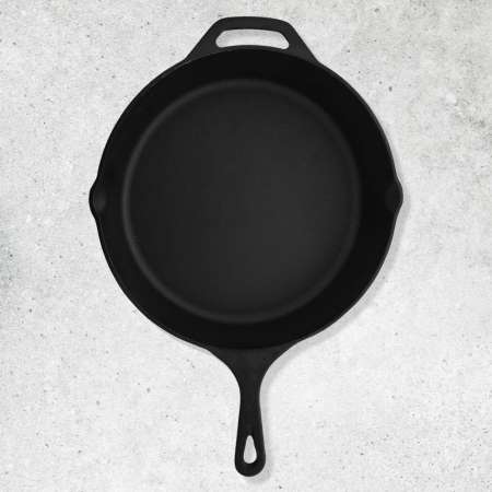 Tigai/Grill-uri de fonta - Tigaie plata de fonta diametrul 30 cm cu ciocuri laterale