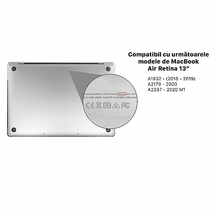 Carcasa de protectie pentru MacBook Air 13-inch A1932, A2179, A2337 - Negru Transparent Lucios [3]