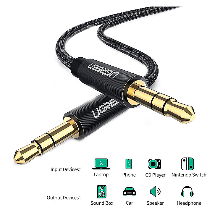 Cablu audio, adaptor de la Jack la Jack 1.5m - Ugreen, Negru [2]