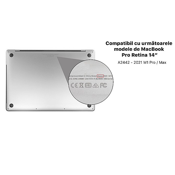 Carcasa de protectie pentru MacBook Pro M1/M2 14-inch A2442, A2779 - Negru Transparent Lucios [2]