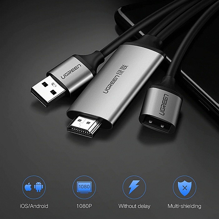 Cablu video, adaptor USB la HDMI si USB compatibil cu laptop, 1m, Ugreen [2]