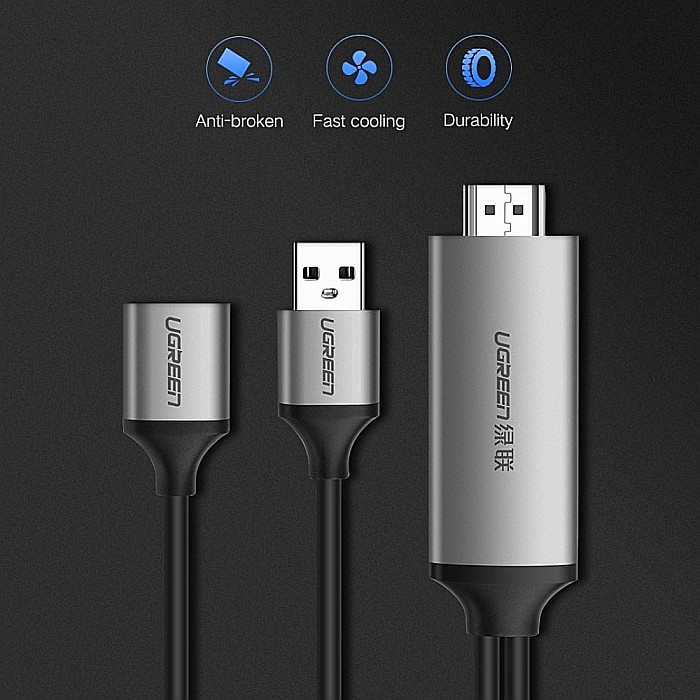 Cablu video, adaptor USB la HDMI si USB compatibil cu laptop, 1m, Ugreen [3]