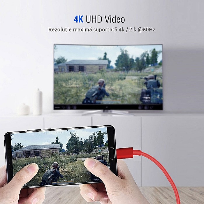 Adaptor Thunderbolt 3 USB Type-C 3.1 la HDMI, 4k, Rosu [4]