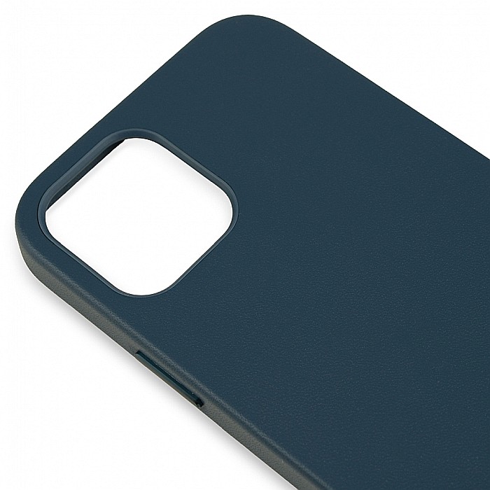 Husa din Piele Naturala pentru Apple iPhone 12 mini, compatibilitate MagSafe, Albastru [6]