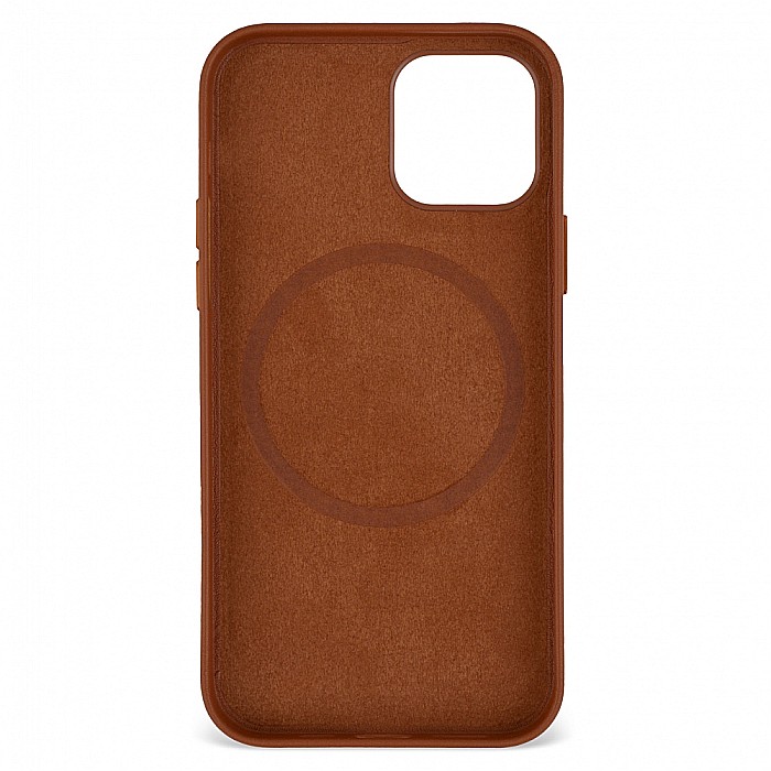 Husa din Piele Naturala pentru Apple iPhone 12 mini, compatibilitate MagSafe, Maro [3]