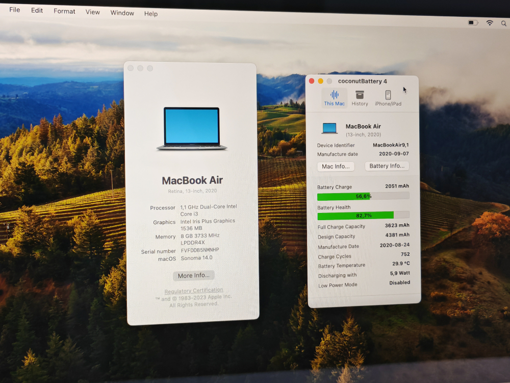 Apple MacBook Air Retina 13" A2179 2020, i3 1.1Ghz, 8Gb, 256Gb, OS Sonoma, Space Gray [4]