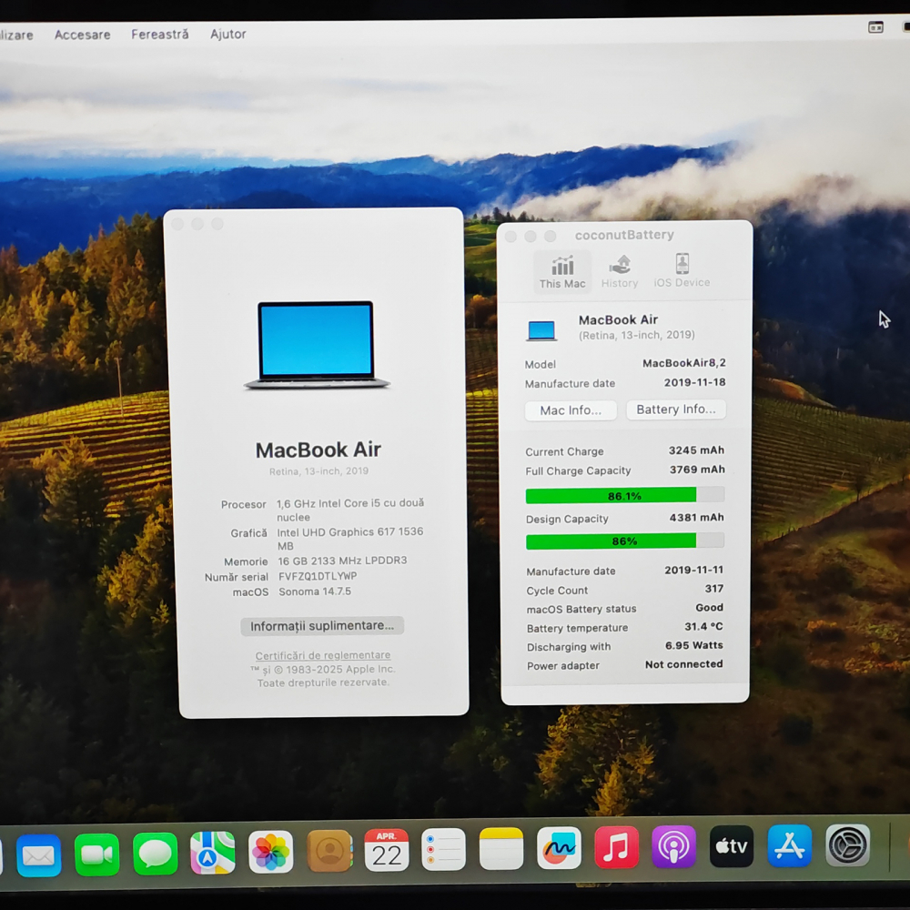 Laptop MacBook Air 13” Retina A1932 (2019) – i5 1.6GHz | 16GB RAM | 256GB SSD – Garanție 12 luni | Baterie 86% [4]