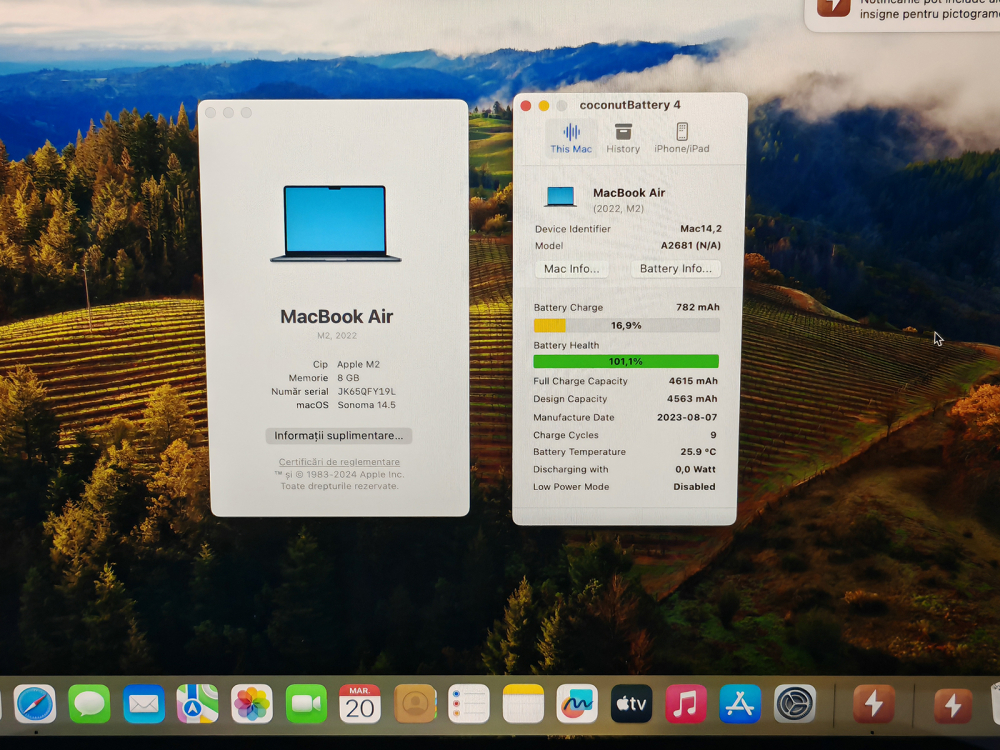 Apple MacBook Air M2 13.6" A2681, 8GB, 256GB SSD, OS Sonoma, Midnight cu baterie noua [4]