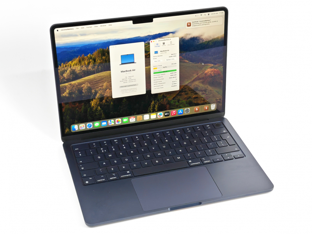 Apple MacBook Air M2 13.6" A2681, 8GB, 256GB SSD, OS Sonoma, Midnight cu baterie noua [2]
