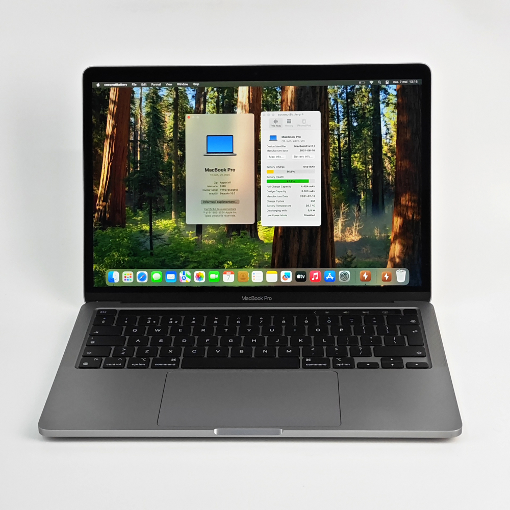 MacBook Pro 13” A2338 (2020) – Apple M1 | 8GB RAM | 512GB SSD | Space Gray | Baterie 87% | Garanție 12 luni [3]