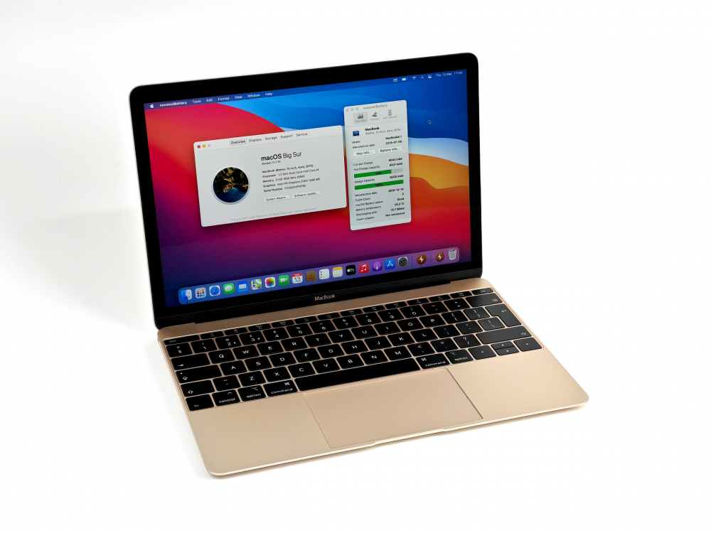 Apple MacBook Retina A1534 12-inch 2015, Intel Core M-5Y51 1.2Ghz, 8GB, 512GB SSD, Layout INT, OS Big Sure, Culoare Gold, Baterie noua [1]