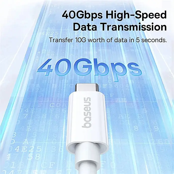 Cablu de date (incarcare) USB-C la USB-C (Type C) 240W / 40 Gbps, 1 metri lungime, Baseus - Alb [11]