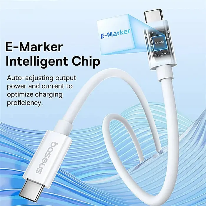 Cablu de date (incarcare) USB-C la USB-C (Type C) 240W / 40 Gbps, 1 metri lungime, Baseus - Alb [8]