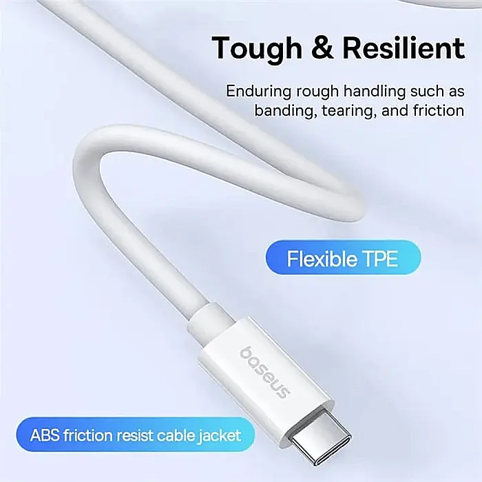 Cablu de date (incarcare) USB-C la USB-C (Type C) 240W / 40 Gbps, 1 metri lungime, Baseus - Alb [6]