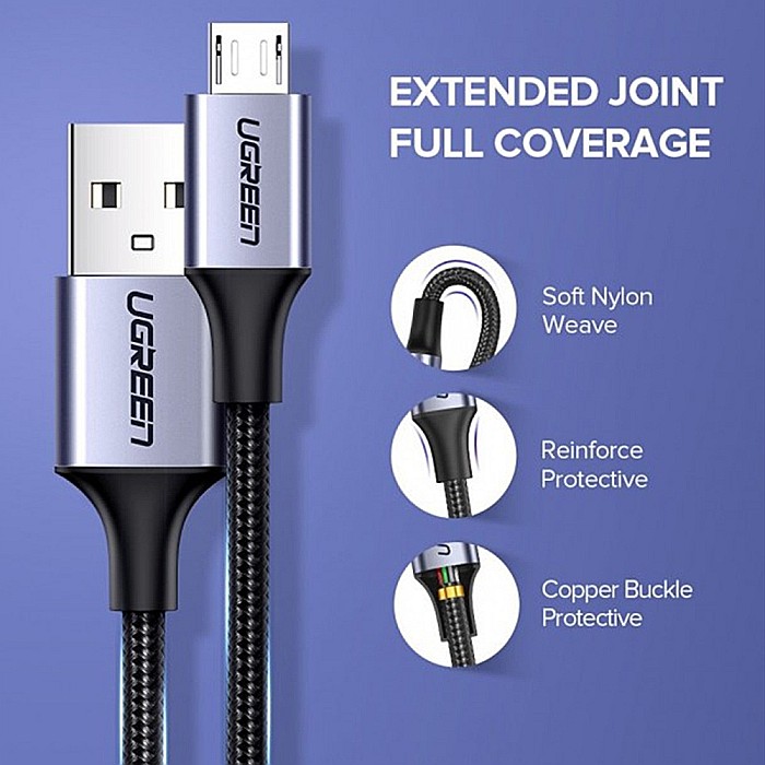 Cablu de Date USB la Micro USB, QC 2.0, 2A, 1.5m - Ugreen (60147) - Negru [7]