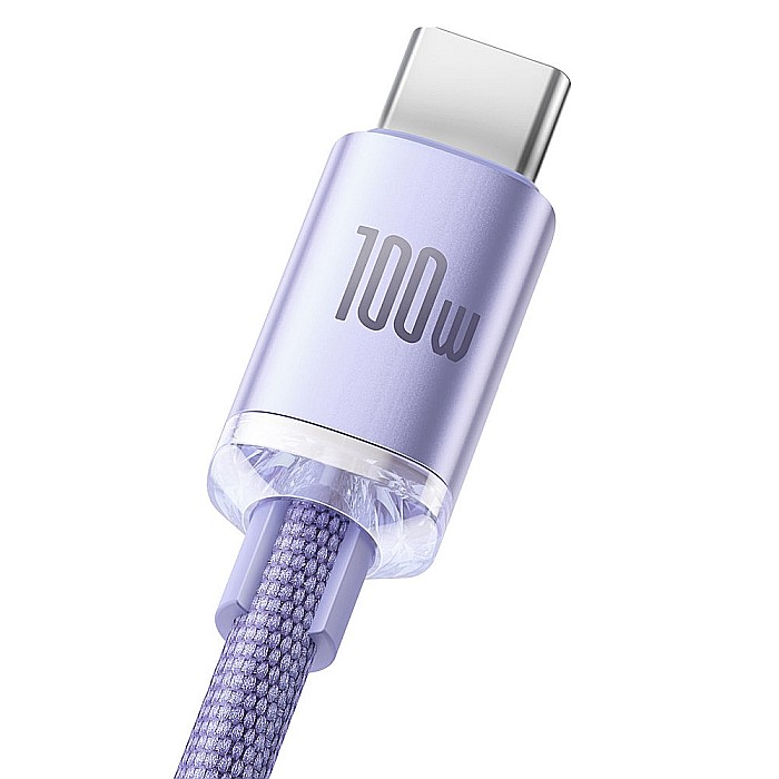 Cablu de Date USB la Type-C, 100W, 2m - Baseus Crystal Shine (CAJY000505) - Mov [3]