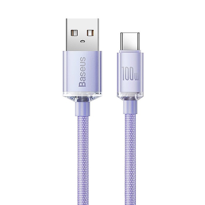 Cablu de Date USB la Type-C, 100W, 2m - Baseus Crystal Shine (CAJY000505) - Mov [2]
