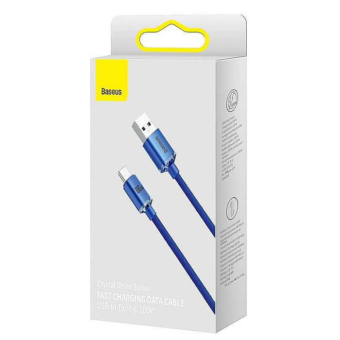 Cablu de Date USB la Type-C, 100W, 2m - Baseus Crystal Shine (CAJY000503) - Blue [7]