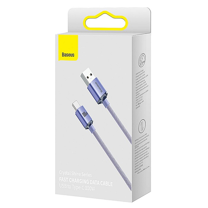 Cablu de Date USB la Type-C, 100W, 2m - Baseus Crystal Shine (CAJY000505) - Mov [7]