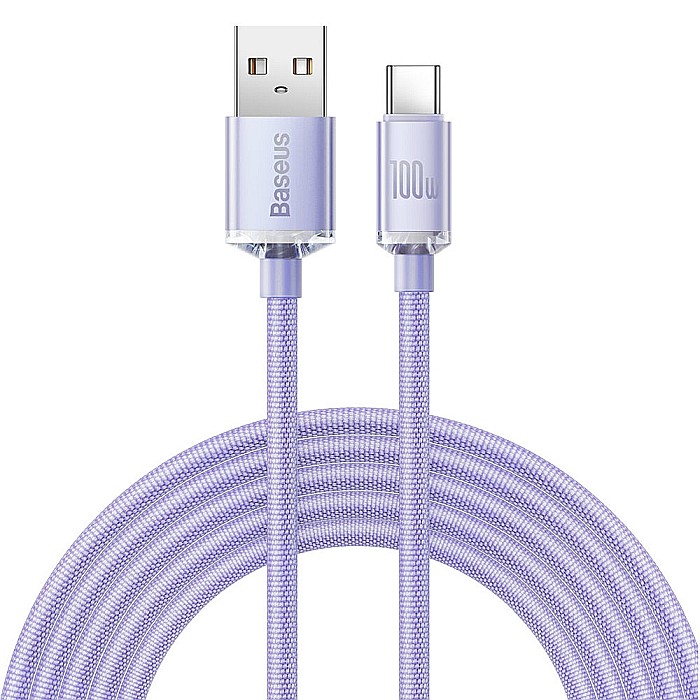 Cablu de Date USB la Type-C, 100W, 2m - Baseus Crystal Shine (CAJY000505) - Mov [1]