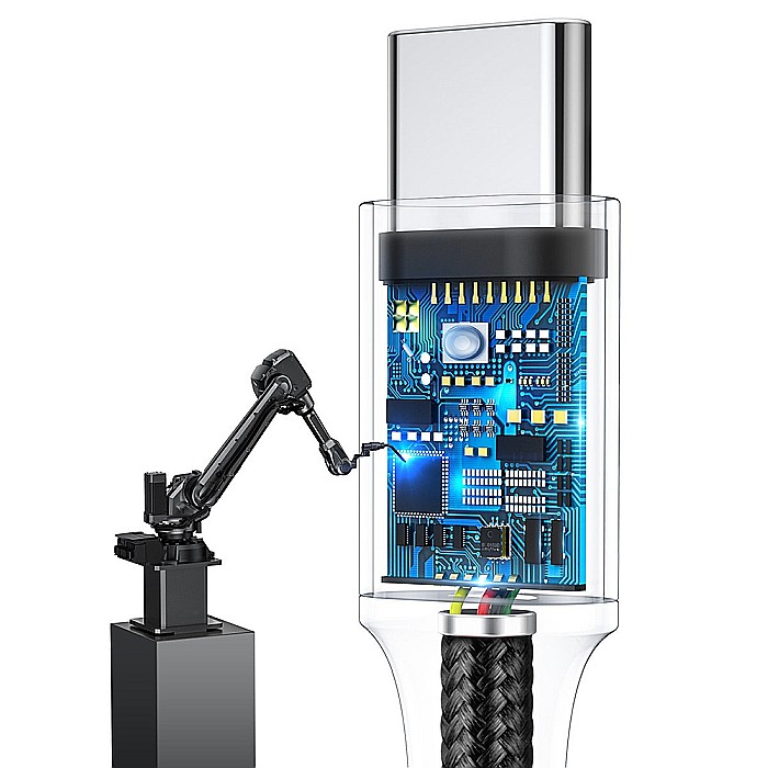 Cablu de Date 3in1 USB la Type-C, Lightning, Micro USB, 3.5A, 1.2m - Baseus Rapid Series (CAJS000001) - Negru [4]
