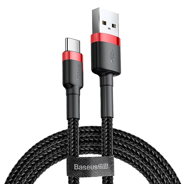 Cablu de Date USB la Type-C, 2A, 2m - Baseus Cafule (CATKLF-C91) - Red Black [1]