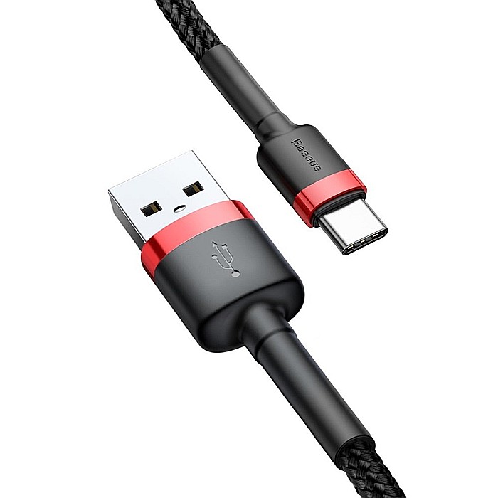Cablu de Date USB la Type-C, 2A, 2m - Baseus Cafule (CATKLF-C91) - Red Black [2]