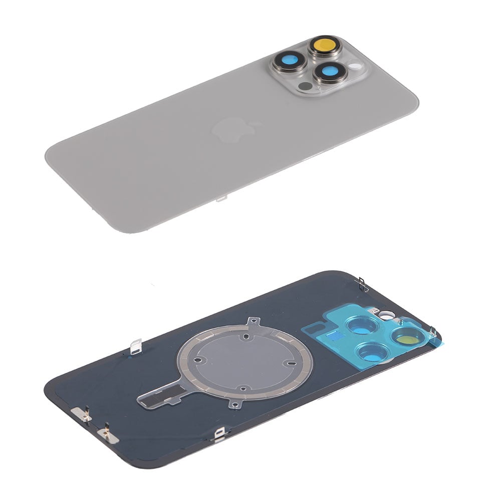 Capac spate sticla iPhone 15 Pro cu magnet, fara NFC, culoare Natural Titanium [2]