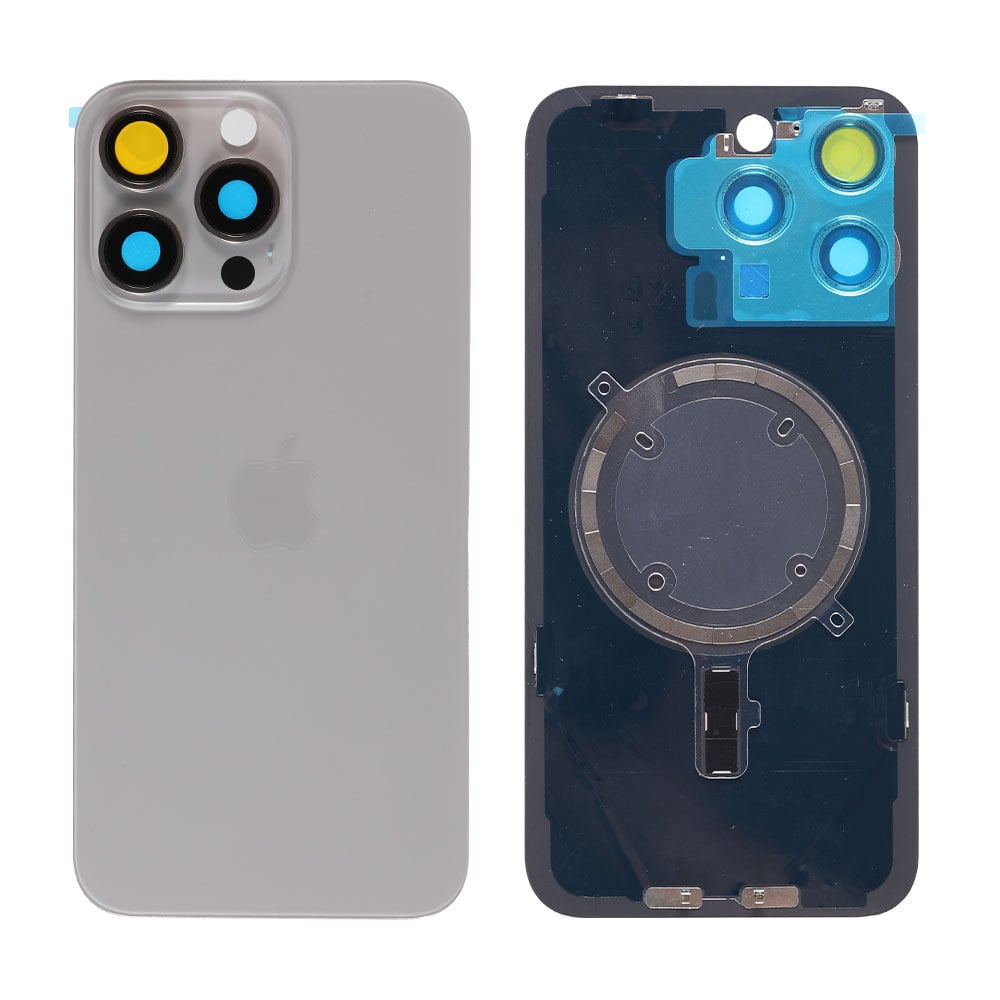 Capac spate sticla iPhone 15 Pro cu magnet, fara NFC, culoare Natural Titanium [1]