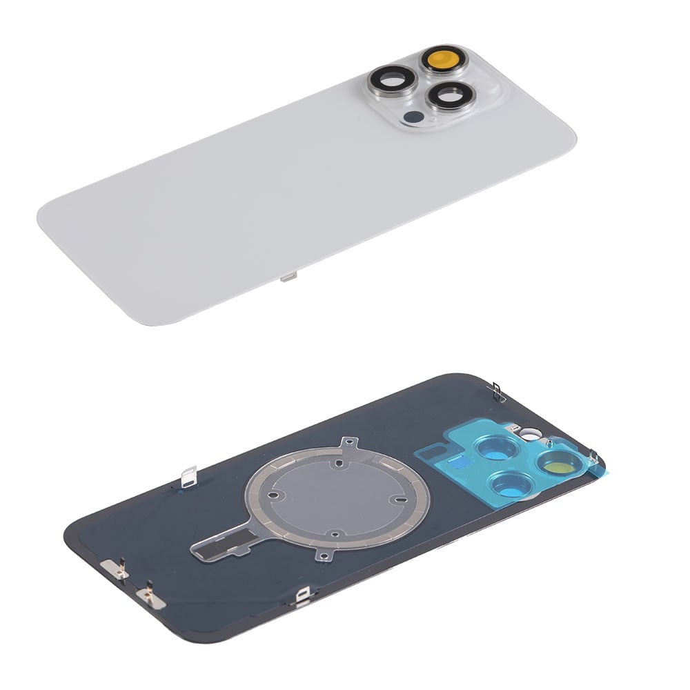 Capac spate sticla iPhone 15 Pro Max cu magnet, fara NFC, culoare White Titanium [2]