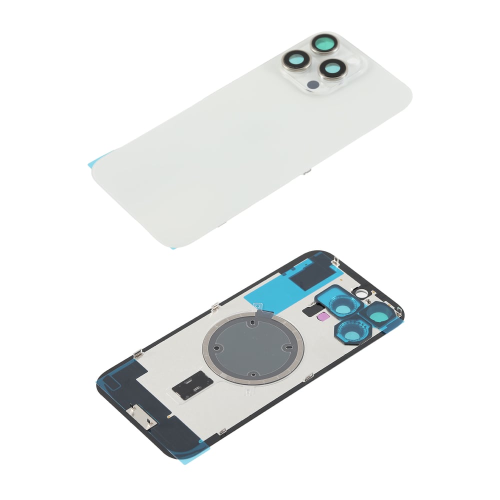 Capac spate sticla iPhone 16 Pro Max cu magnet, fara NFC, culoare White Titanium [2]