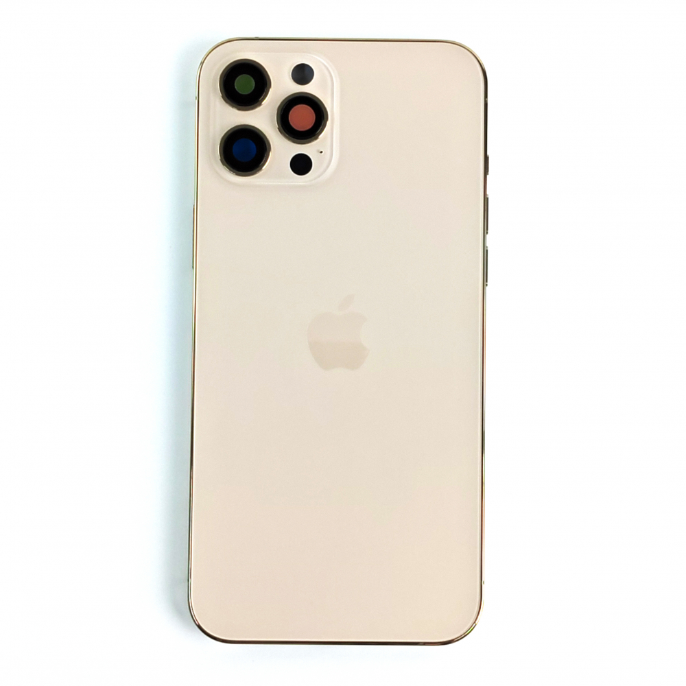 Carcasa completa si capac pentru iPhone 12 Pro Max cu sim tray si flex, Refurbish Top Quality, Gold [1]