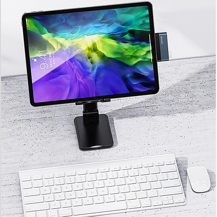 HUB USB Type-C - Porturi: 1x USB, USB Type-C, Micro SD - USAMS mini (US-SJ491) - Dark Gray [5]