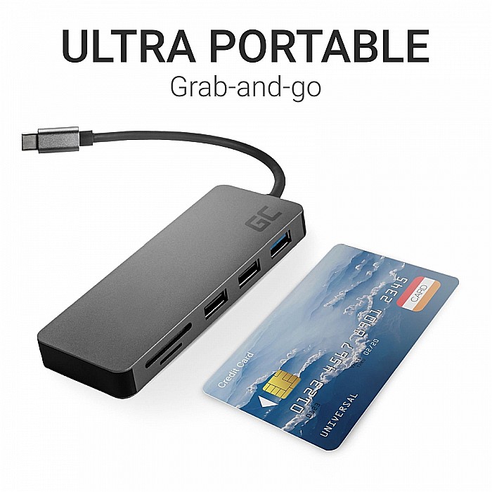 Docking Station Type-C 7in1 - Porturi: USB 3.0, 2x USB 2.0, HDMI, SD, MicroSD Card Reader, Negru [5]