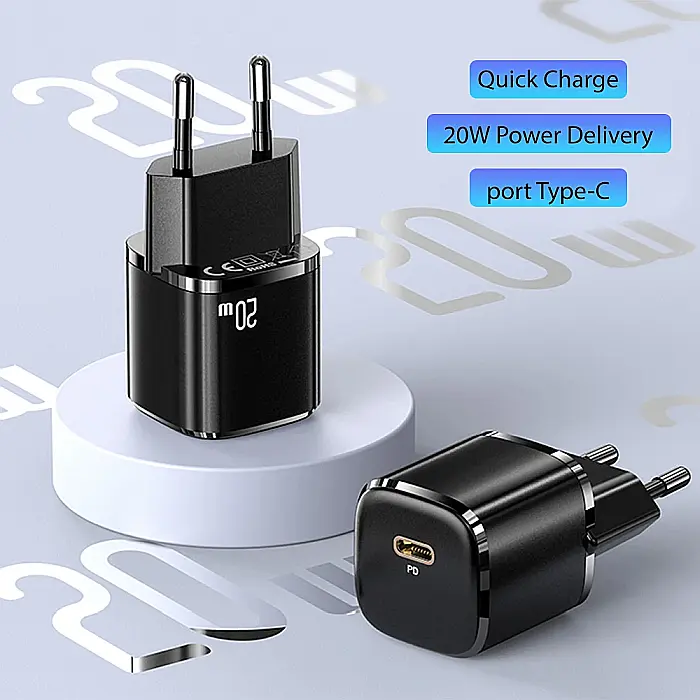 Charger, incarcator retea 240V, Type-C PD 20W + Cablu Lightning 1.2m - Usams (XFKXLOGTL01) - Negru [4]