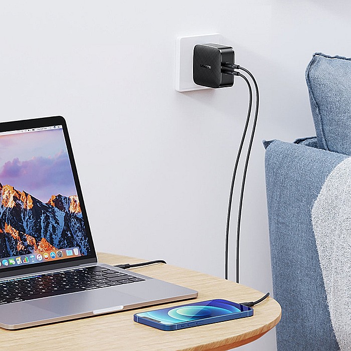 Charger, incarcator retea 240V, 2x USB Type-C PD GaN 66W, 3.3A - Ugreen (70867) - Negru [3]