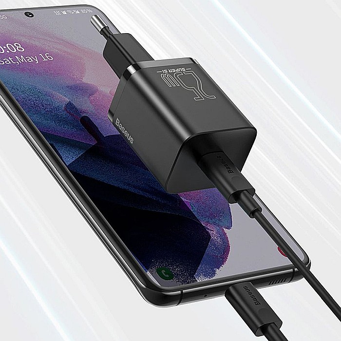 Charger, incarcator retea 240V, Type-C PD 20W + Cablu Type-C - Baseus Super Si (TZCCSUP-L01) - Negru [7]