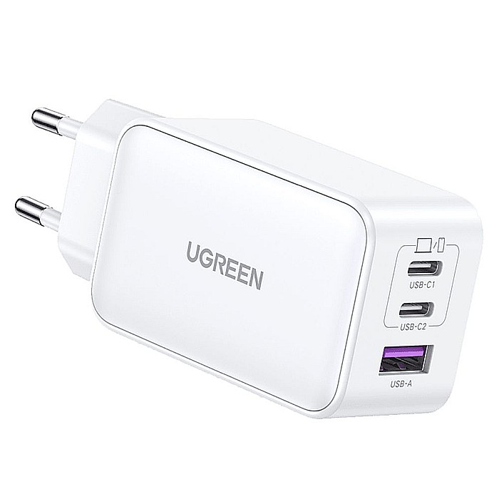 Charger, incarcator retea 240V, USB QC3.0, 2xUSB Type-C PD GaN 65W, 3.25A - Ugreen Nexode (15334) - Alb [2]