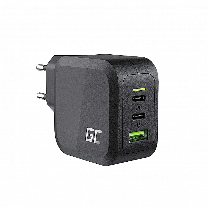 Incarcator Type-C 65W, 2x USB Type-C PD, 1x USB QC3.0, Power GaN, compatibil cu smartphone, laptop, tableta, MacBook, iPhone, iPad - Green Cell GC PowerGaN [1]